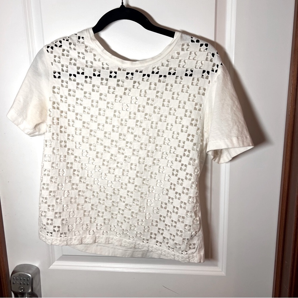 Gap White Eyelet Top Cotton Size Small Women’s Boho Cottagecore Lace​​​​​